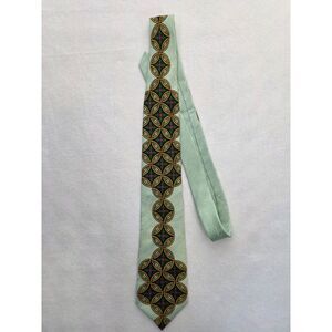Rush Limbaugh‎ Vintage Silk Tie No Boundaries Geometric Sage Green Gold